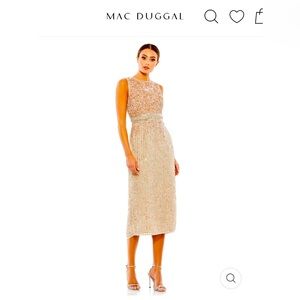 NWT Mac Duggal nude dress with sequins.